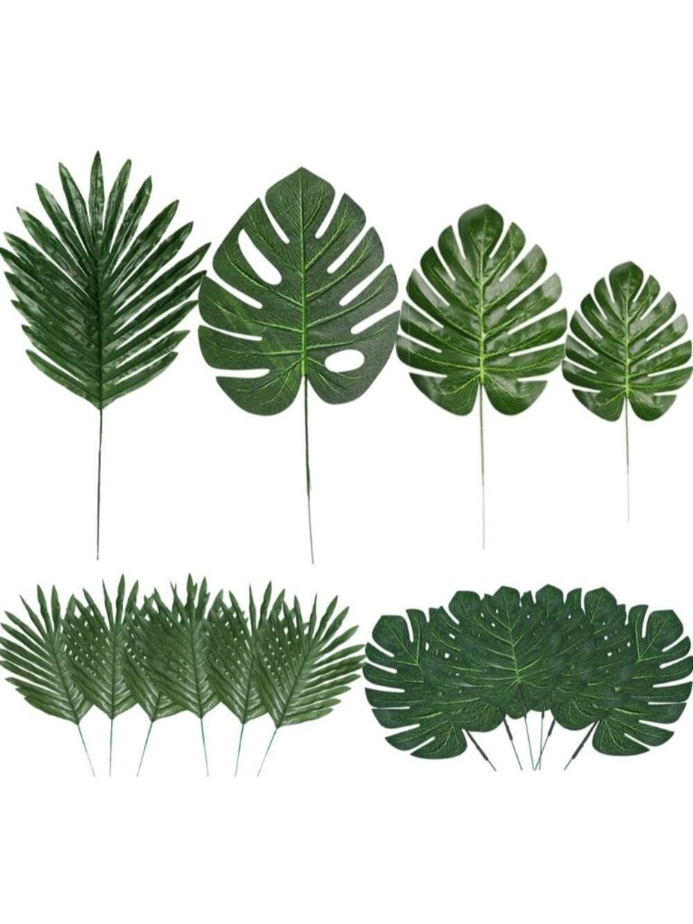 New 60 Pieces 4 Kinds Artificial Palm Leaves